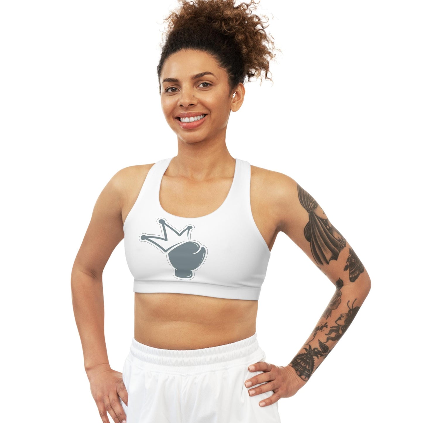 Women's Seamless Sports Bra AOP - Logo Printed Fitness Bra Top - Comfortable Athletic Wear - Gift